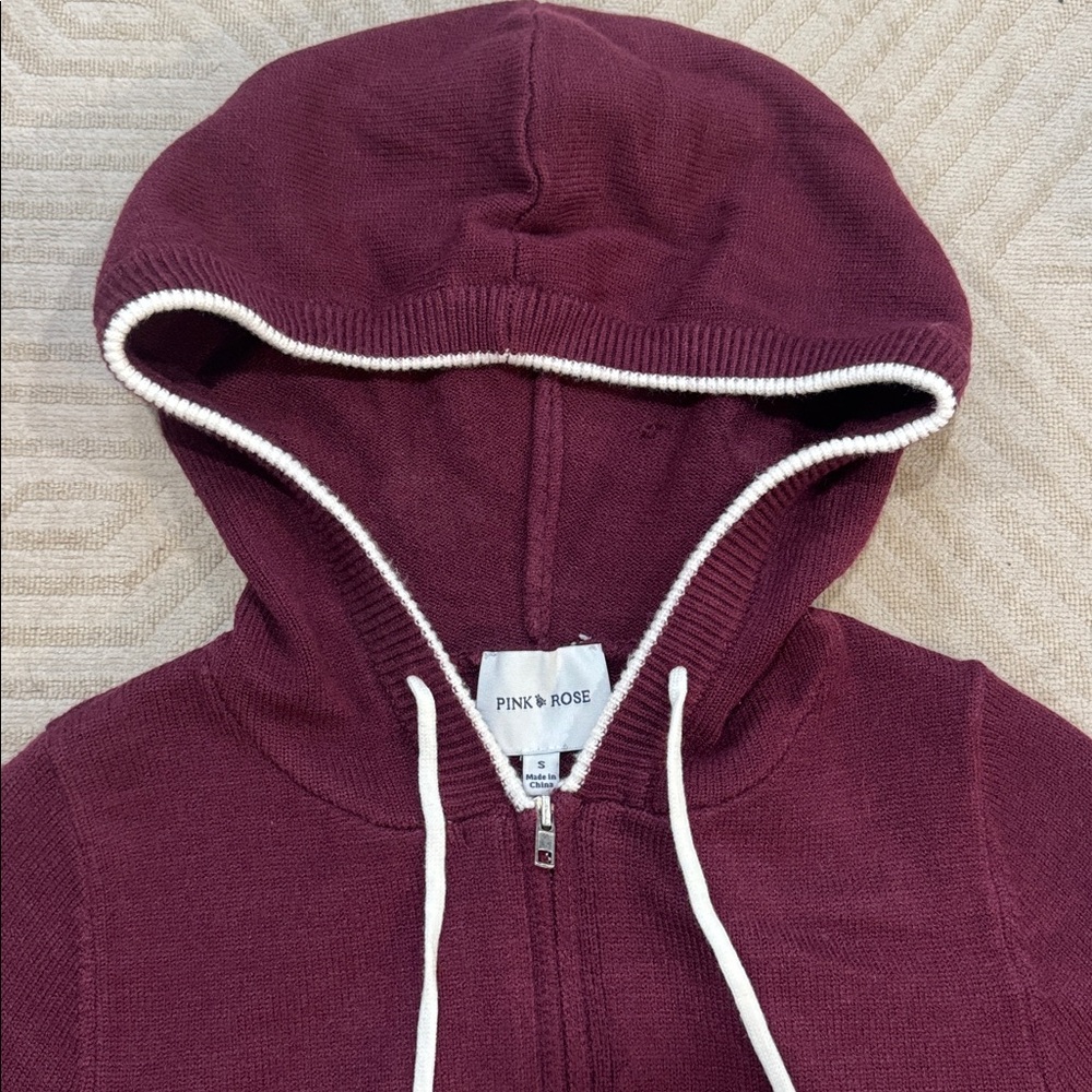 Pink Rose Maroon Zip-Up Hoodie Sweater. super soft material 
never worn
size s - Picture 5 of 6